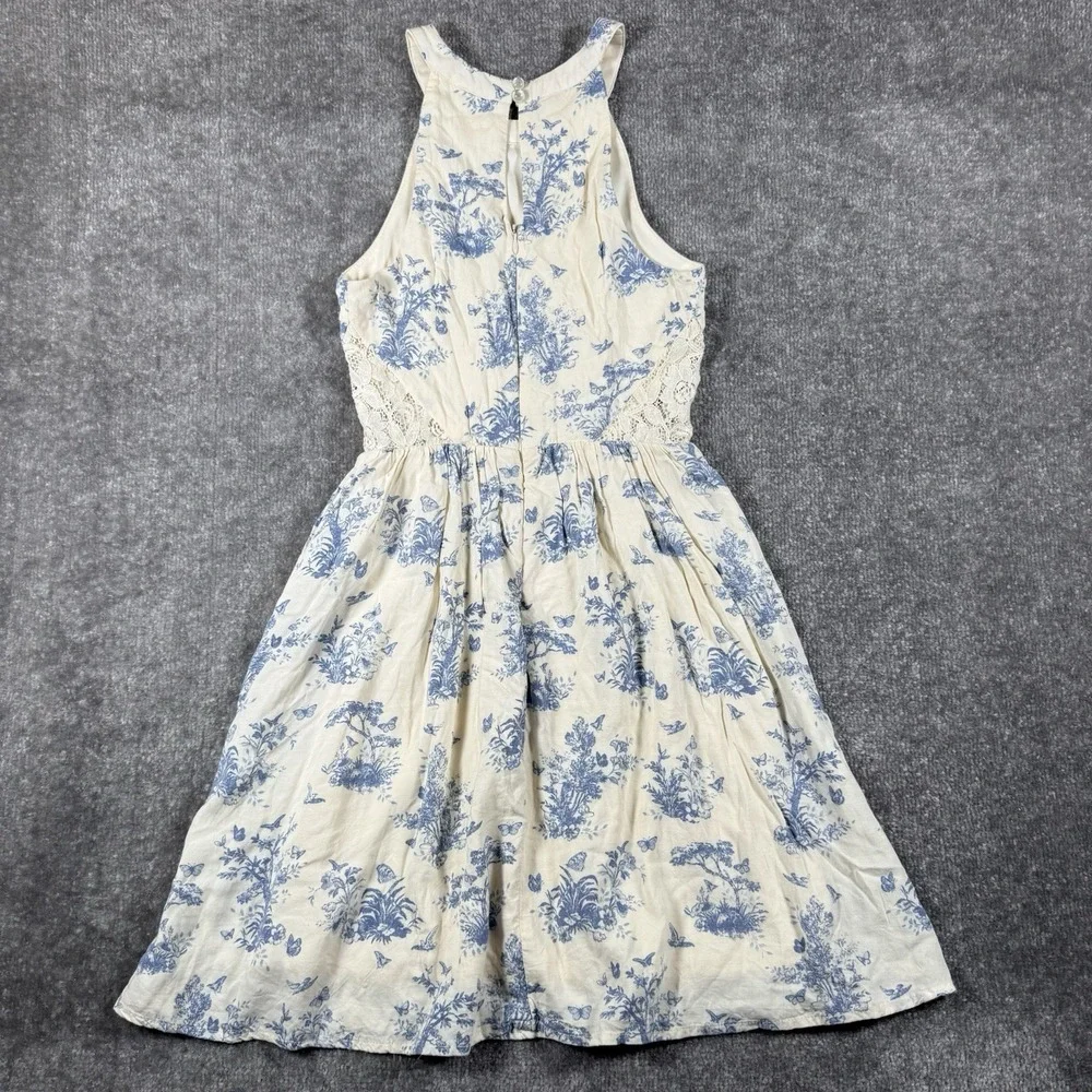 Disney Cinderella Dress Juniors Size XS Blue Halter Butterfly Print Sleeveless